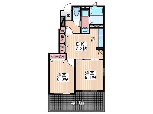 プラシード壱番館の物件間取画像